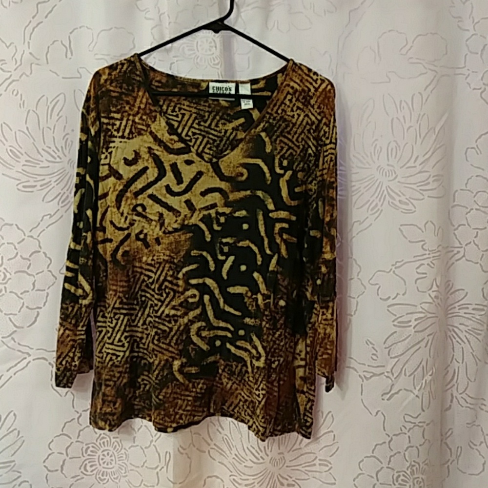 Plus size Chicos print 3/4 sleeve top
